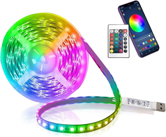 10M LED Strip Lights, Smart Lights Strip, 5050 RGB Color Changing Waterproof Rope Lights, 24-Key Remote Control with APP Controlled, for Decoration, Kitchen, Bedroom, Living Room