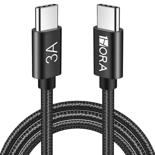 1Hora Type C Cable Fast Charging 2M, 3A 60W USB C to USB C Cable, Nylon Braided, USB Type C to Type C Charger